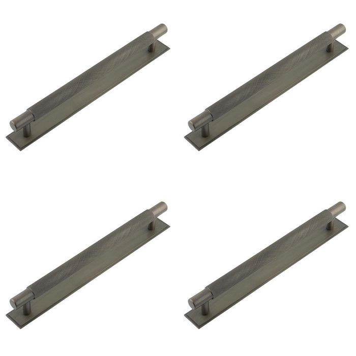 PACK Stylish 224mm Dark Bronze Cabinet Handle with Unique Stepped Backplate Kitchen Drawer Pull Handle