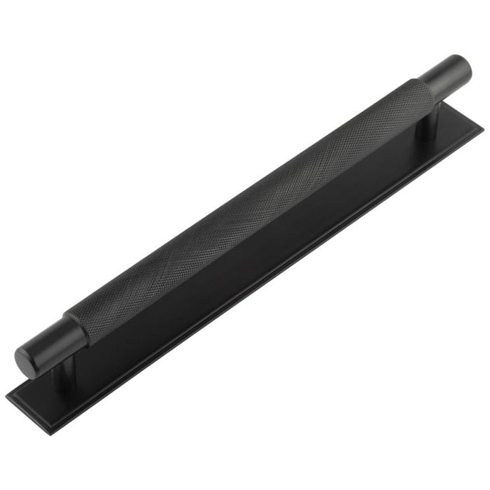 Stylish 224mm Cabinet Handle with Stepped Backplate Matt Black Finish Kitchen Drawer Pull Handle