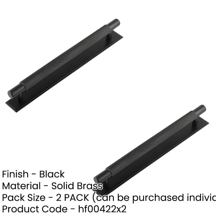 PACK Stylish 224mm Cabinet Handle with Stepped Backplate Matt Black Finish Kitchen Drawer Pull Handle (1)-1