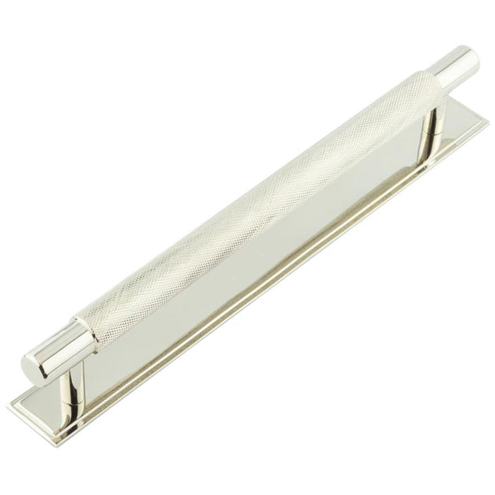 Stylish 224mm Polished Nickel Cabinet Handle with Stepped Backplate Kitchen Drawer Pull Handle