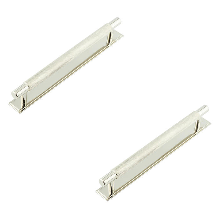 PACK Stylish 224mm Polished Nickel Cabinet Handle with Stepped Backplate Kitchen Drawer Pull Handle (2)