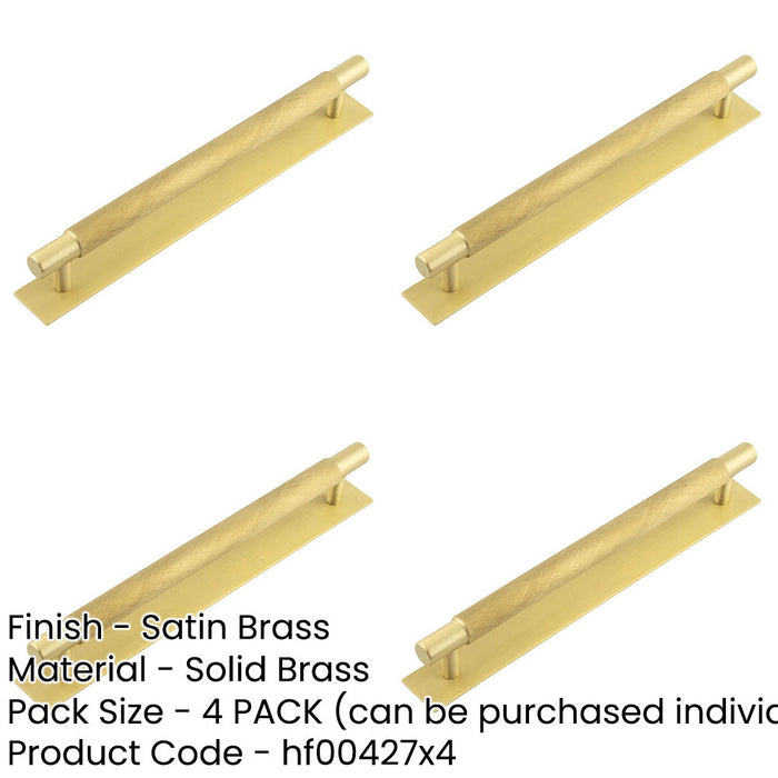 PACK Stylish 224mm Satin Brass Cabinet Handle with Plain Backplate Kitchen Drawer Pull Handle-1