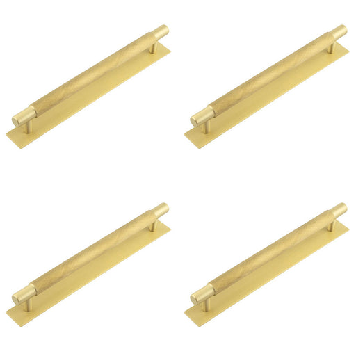 PACK Stylish 224mm Satin Brass Cabinet Handle with Plain Backplate Kitchen Drawer Pull Handle