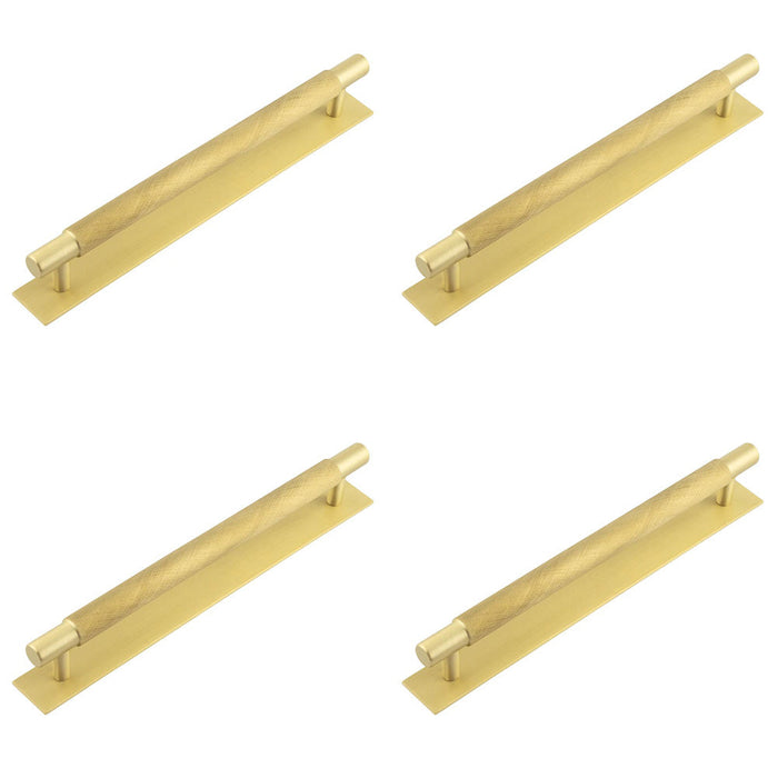 PACK Stylish 224mm Satin Brass Cabinet Handle with Plain Backplate Kitchen Drawer Pull Handle