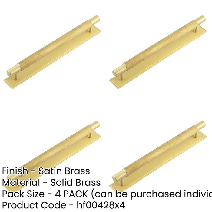 PACK Satin Brass Cabinet Handle with Stepped Backplate 224mm Centers Kitchen Drawer Pull Handle-1