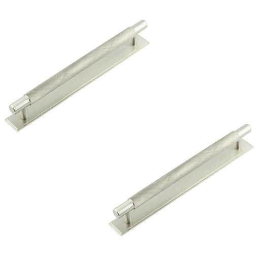 PACK Stylish Satin Nickel Cabinet Handle with Stepped Backplate 224mm Ctrs Kitchen Drawer Pull Handle (1)