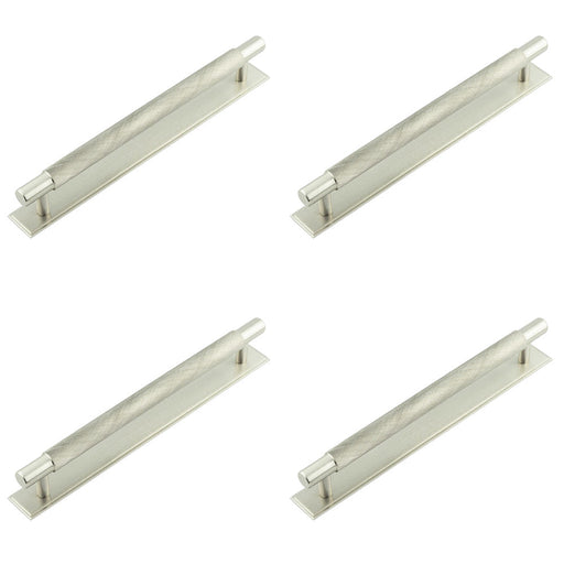 PACK Stylish Satin Nickel Cabinet Handle with Stepped Backplate 224mm Ctrs Kitchen Drawer Pull Handle