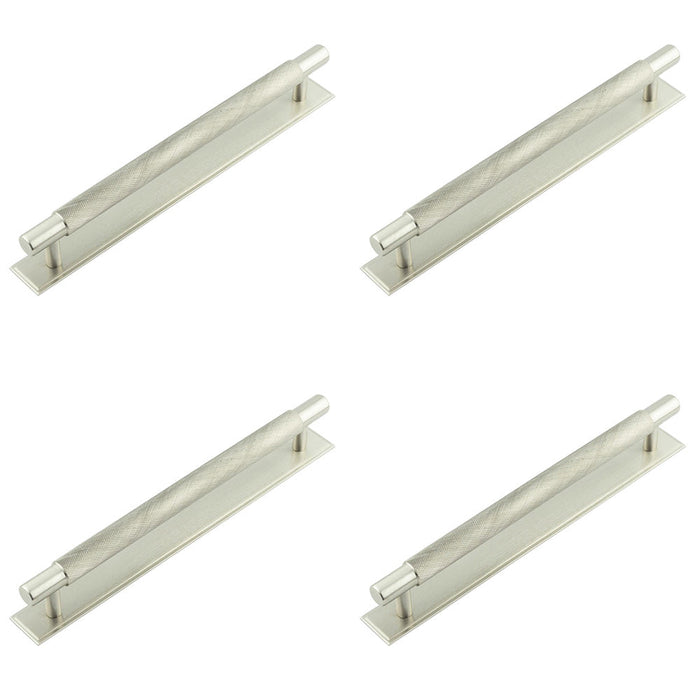 PACK Stylish Satin Nickel Cabinet Handle with Stepped Backplate 224mm Ctrs Kitchen Drawer Pull Handle
