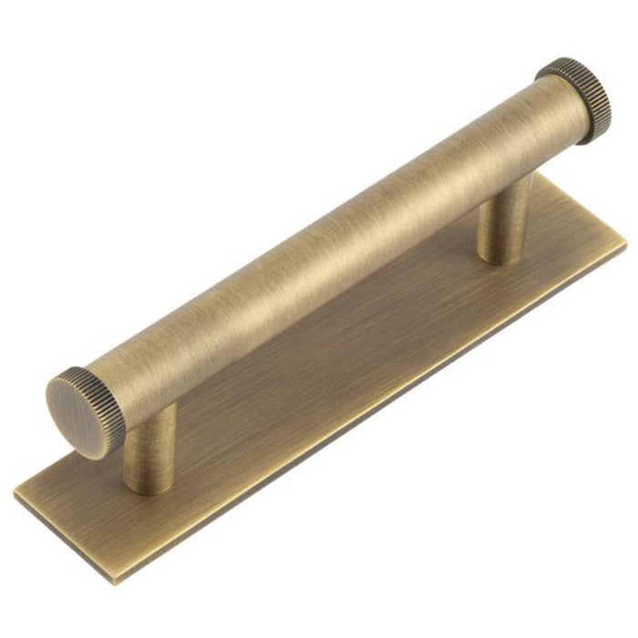 Stylish 96mm Antique Brass Cabinet Handle with Knurled Design Kitchen Drawer Pull Handle (1)