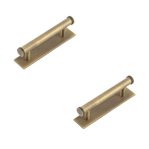 PACK Stylish 96mm Antique Brass Cabinet Handle with Knurled Design Kitchen Drawer Pull Handle (3)