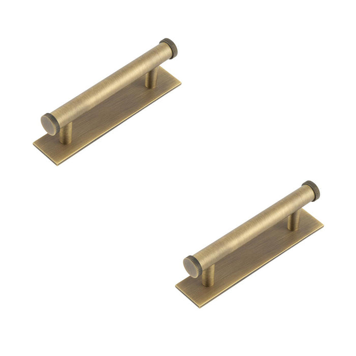 PACK Stylish 96mm Antique Brass Cabinet Handle with Knurled Design Kitchen Drawer Pull Handle (3)