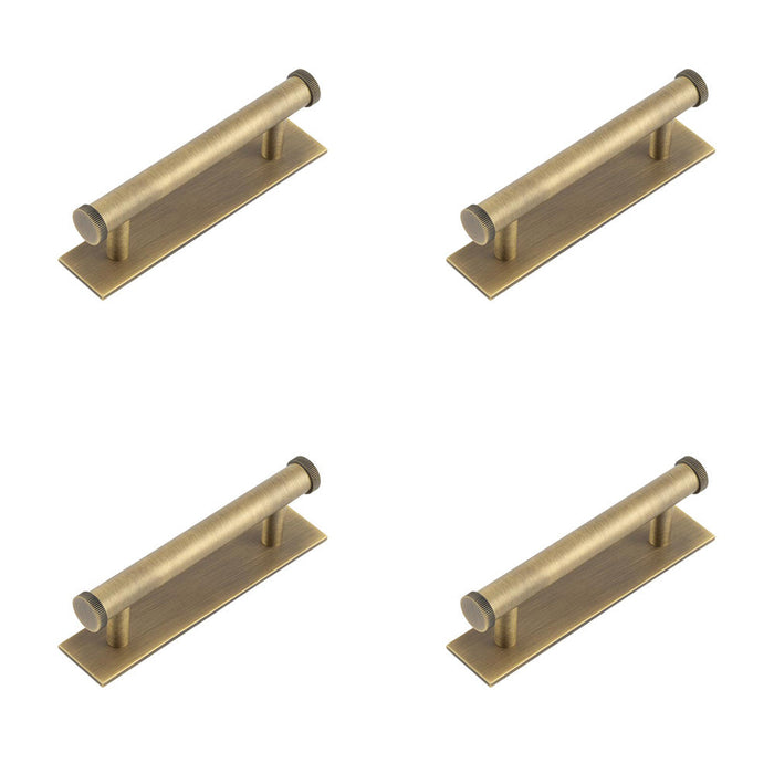 PACK Stylish 96mm Antique Brass Cabinet Handle with Knurled Design Kitchen Drawer Pull Handle (1)