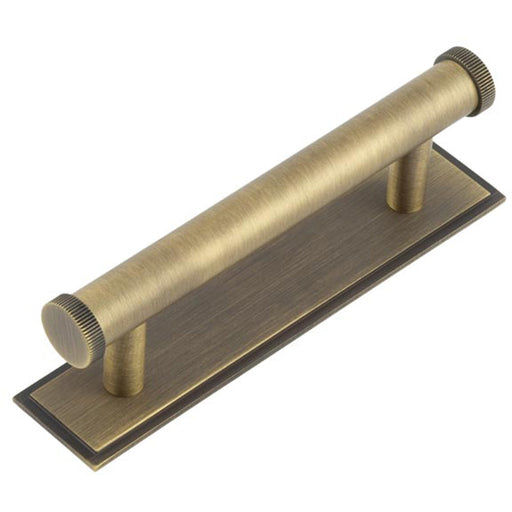 Stylish 96mm Antique Brass Cabinet Handle with Stepped Backplate Kitchen Drawer Pull Handle (2)
