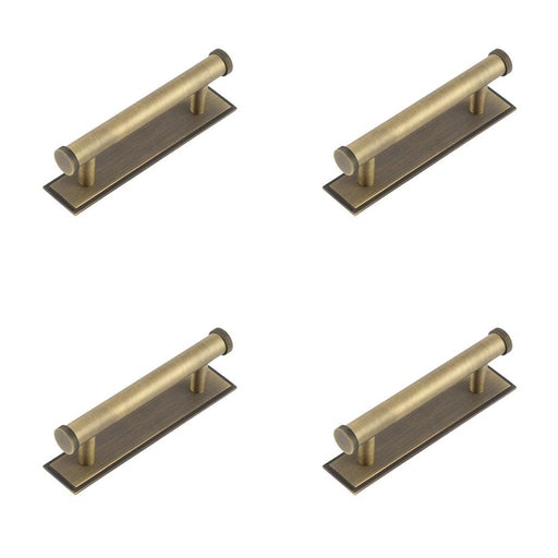 PACK Stylish 96mm Antique Brass Cabinet Handle with Stepped Backplate Kitchen Drawer Pull Handle (2)