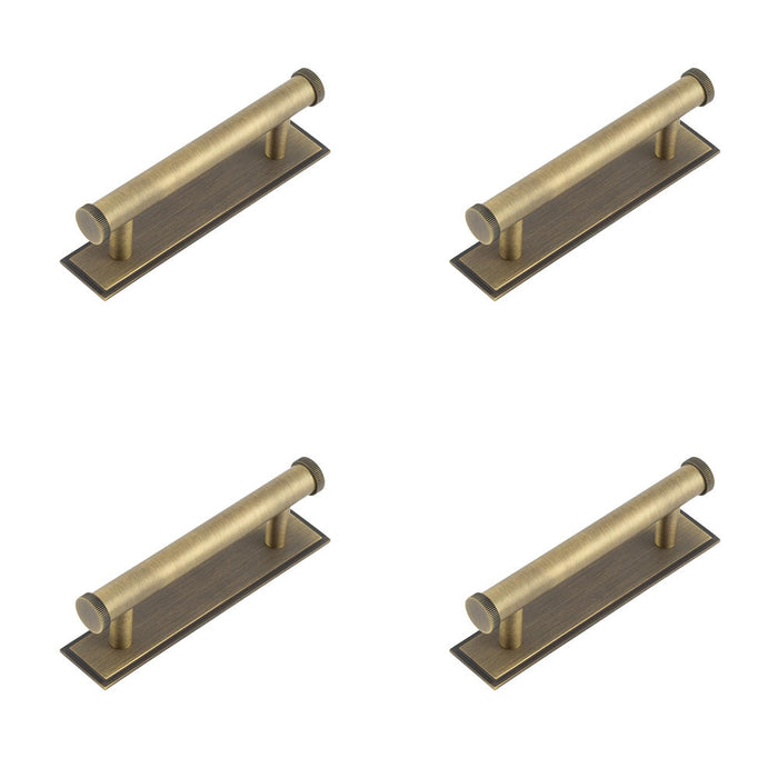 PACK Stylish 96mm Antique Brass Cabinet Handle with Stepped Backplate Kitchen Drawer Pull Handle (2)