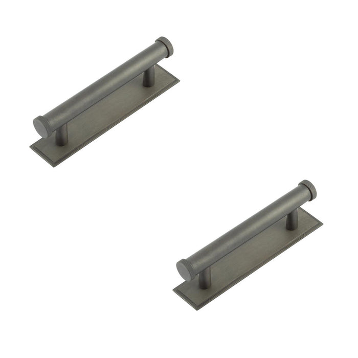 PACK Stylish 96mm Dark Bronze Cabinet Handle with Stepped Backplate Kitchen Drawer Pull Handle (3)