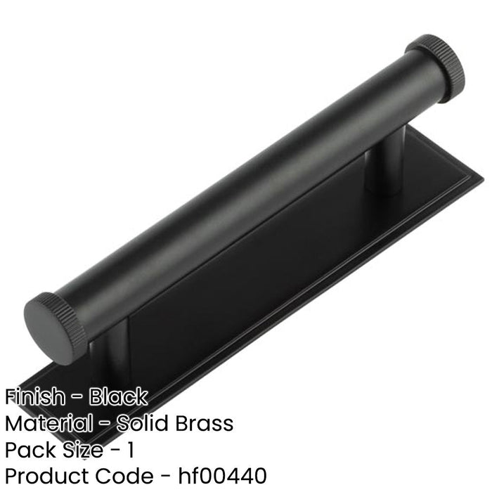 Stylish 96mm Cabinet Handle with Stepped Backplate Matt Black Finish Kitchen Drawer Pull Handle (1)-1