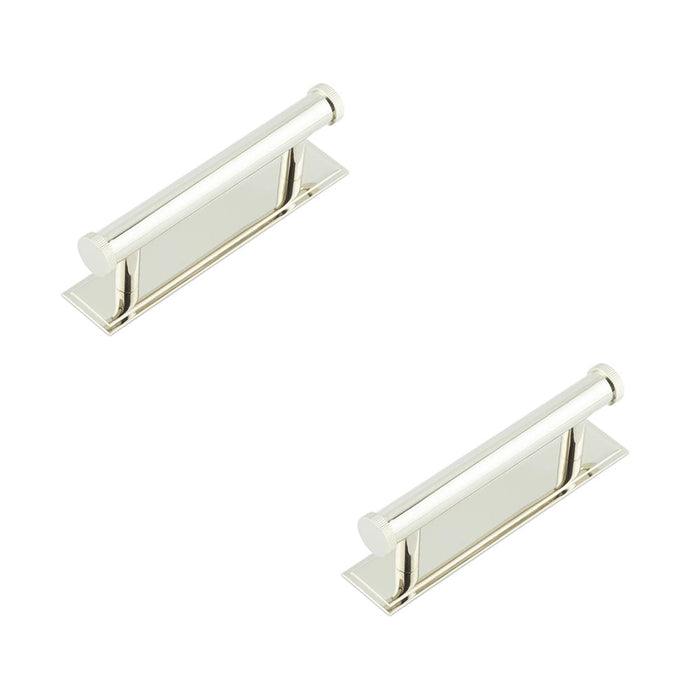 PACK Stylish 96mm Cabinet Handle with Stepped Backplate Polished Nickel Kitchen Drawer Pull Handle (1)