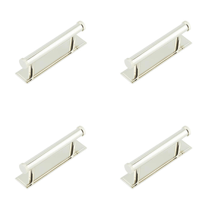 PACK Stylish 96mm Cabinet Handle with Stepped Backplate Polished Nickel Kitchen Drawer Pull Handle