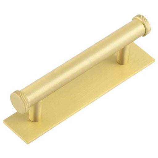 Stylish Satin Brass Cabinet Handle with 96mm Centers Backplate Kitchen Drawer Pull Handle