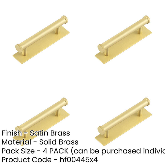 PACK Stylish Satin Brass Cabinet Handle with 96mm Centers Backplate Kitchen Drawer Pull Handle-1