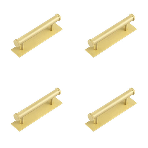 PACK Stylish Satin Brass Cabinet Handle with 96mm Centers Backplate Kitchen Drawer Pull Handle