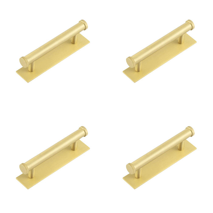 PACK Stylish Satin Brass Cabinet Handle with 96mm Centers Backplate Kitchen Drawer Pull Handle