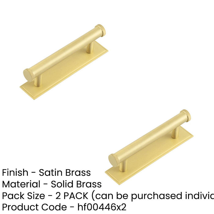 PACK Stylish 96mm Satin Brass Cabinet Handle with Stepped Backplate Kitchen Drawer Pull Handle (5)-1