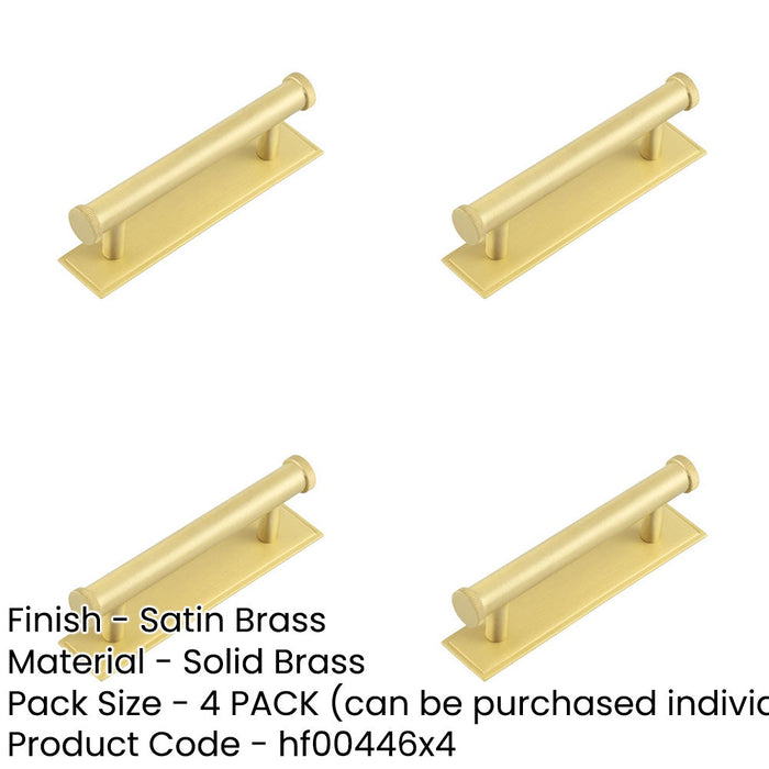 PACK Stylish 96mm Satin Brass Cabinet Handle with Stepped Backplate Kitchen Drawer Pull Handle (2)-1