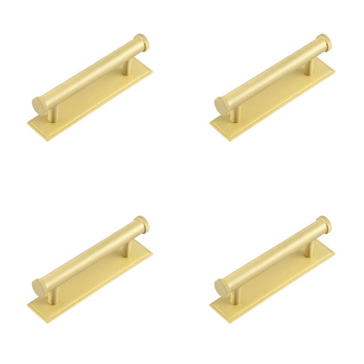 PACK Stylish 96mm Satin Brass Cabinet Handle with Stepped Backplate Kitchen Drawer Pull Handle (2)