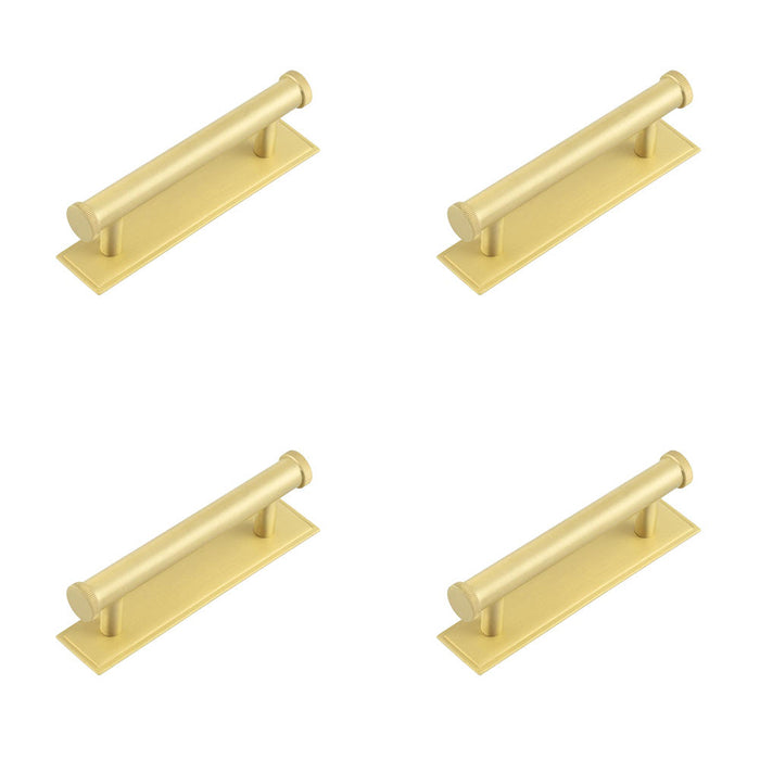 PACK Stylish 96mm Satin Brass Cabinet Handle with Stepped Backplate Kitchen Drawer Pull Handle (2)