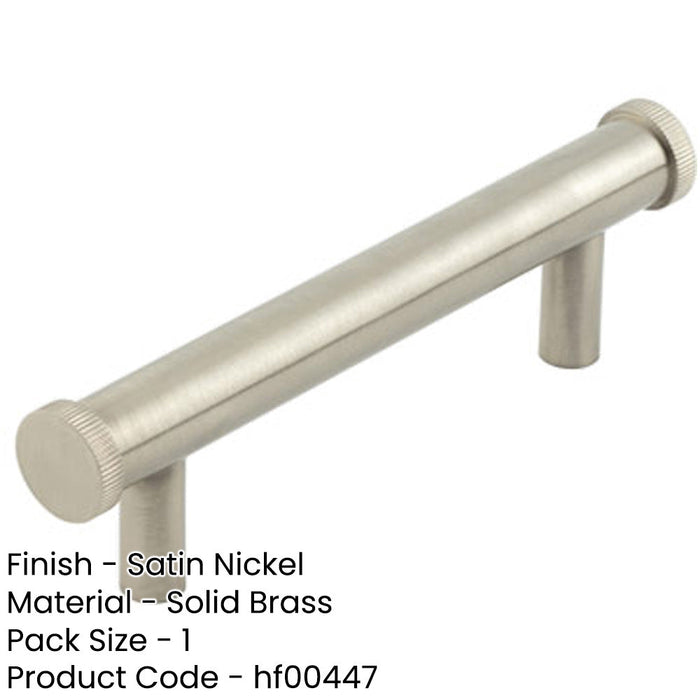 Stylish 96mm Satin Nickel Cabinet Handle with Knurled Design Kitchen Drawer Pull Handle (1)-1