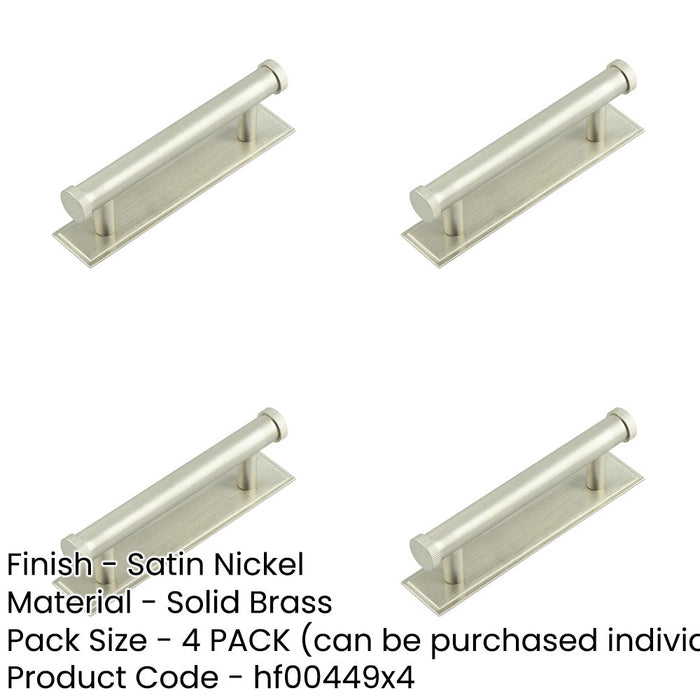 PACK Stylish Satin Nickel Cabinet Handle with 96mm Centers Stepped Backplate Kitchen Drawer Pull Handle-1