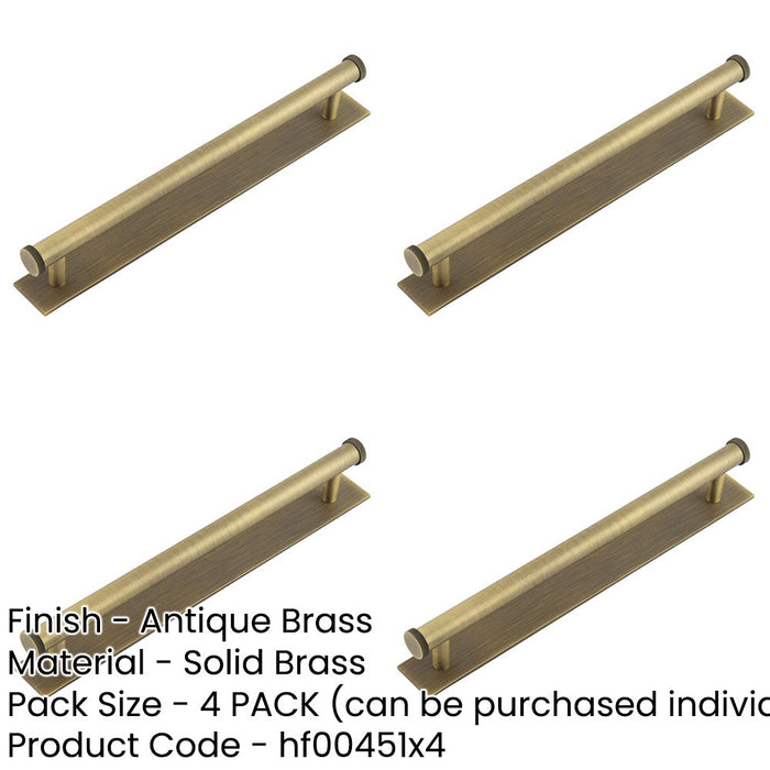 PACK Antique Brass Cabinet Handle 224mm Ctrs with Plain Backplate Kitchen Drawer Pull Handle-1