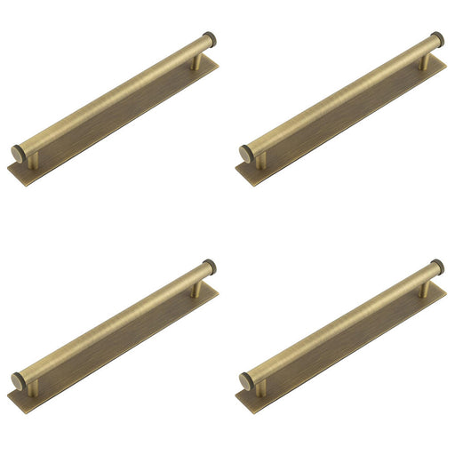 PACK Antique Brass Cabinet Handle 224mm Ctrs with Plain Backplate Kitchen Drawer Pull Handle