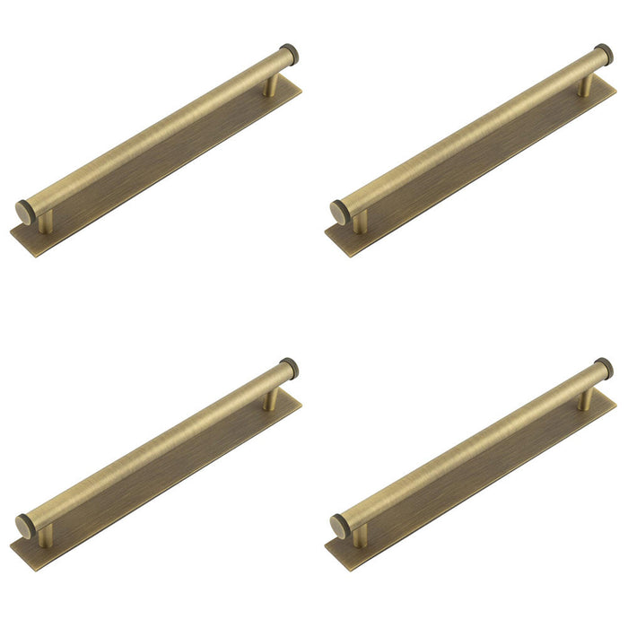 PACK Antique Brass Cabinet Handle 224mm Ctrs with Plain Backplate Kitchen Drawer Pull Handle