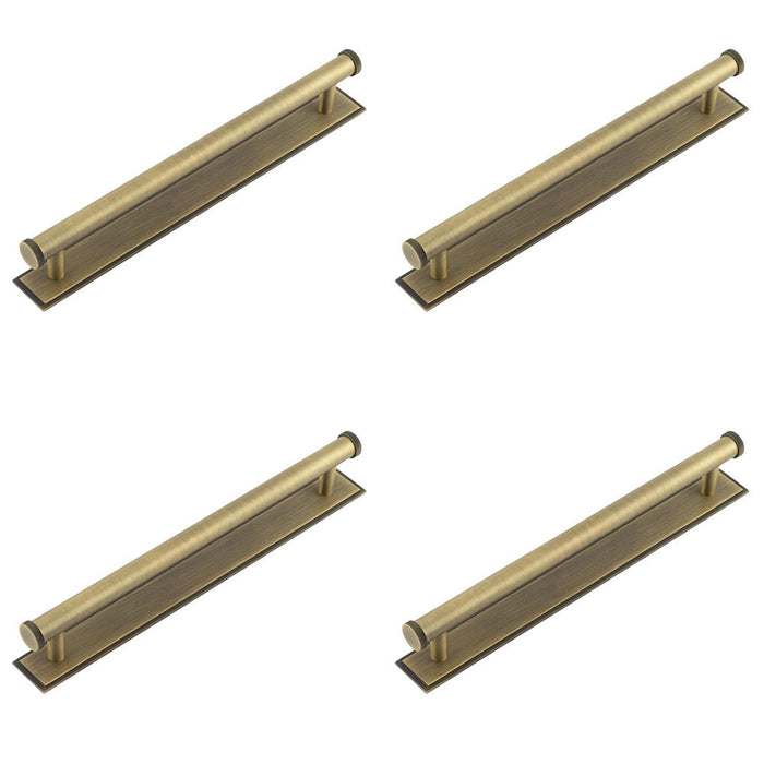 PACK Antique Brass Cabinet Handle 224mm with Stepped Backplate Stylish Interiors Kitchen Drawer Pull Handle