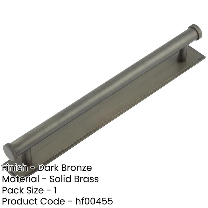 Stylish Dark Bronze Cabinet Handle with Stepped Backplate 224mm Ctrs Kitchen Drawer Pull Handle-1