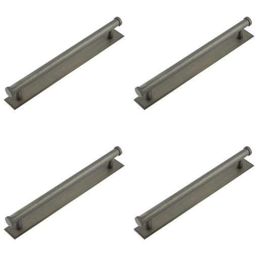 PACK Stylish Dark Bronze Cabinet Handle with Stepped Backplate 224mm Ctrs Kitchen Drawer Pull Handle