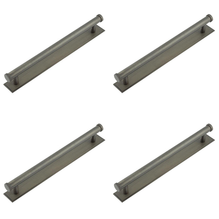 PACK Stylish Dark Bronze Cabinet Handle with Stepped Backplate 224mm Ctrs Kitchen Drawer Pull Handle