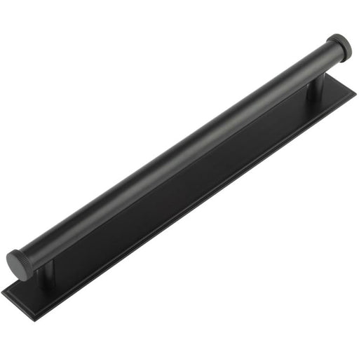 Stylish 224mm Matt Black Cabinet Handle with Stepped Backplate Kitchen Drawer Pull Handle