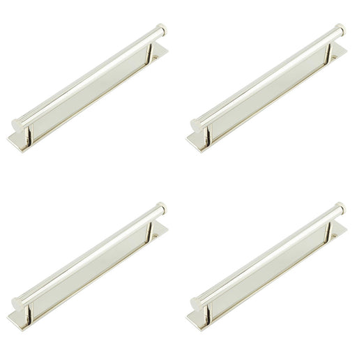 PACK Polished Nickel Cabinet Handle with 224mm Centers Stylish Backplate Kitchen Drawer Pull Handle