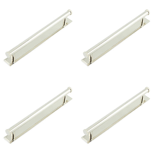 PACK Stylish 224mm Polished Nickel Cabinet Handle with Stepped Backplate Kitchen Drawer Pull Handle (1)