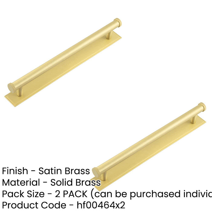 PACK Stylish 224mm Satin Brass Cabinet Handle with Stepped Backplate Kitchen Drawer Pull Handle (3)-1