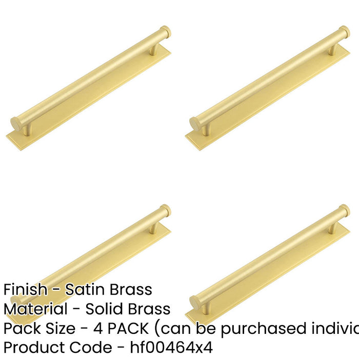 PACK Stylish 224mm Satin Brass Cabinet Handle with Stepped Backplate Kitchen Drawer Pull Handle (1)-1