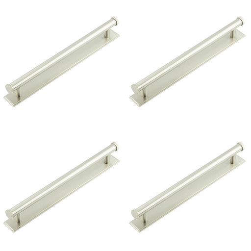 PACK Stylish Satin Nickel Cabinet Handle with Stepped Backplate Modern Interiors Kitchen Drawer Pull Handle