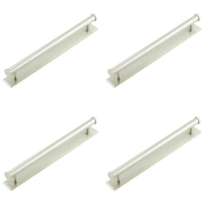 PACK Stylish Satin Nickel Cabinet Handle with Stepped Backplate Modern Interiors Kitchen Drawer Pull Handle