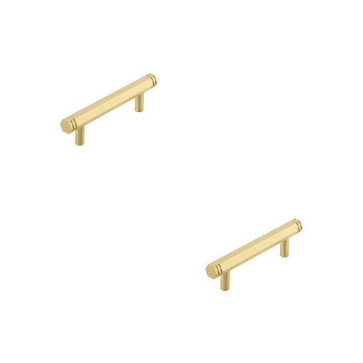 PACK Stylish 96mm Satin Brass Cabinet Handle Modern Interiors Kitchen Drawer Pull Handle (3)