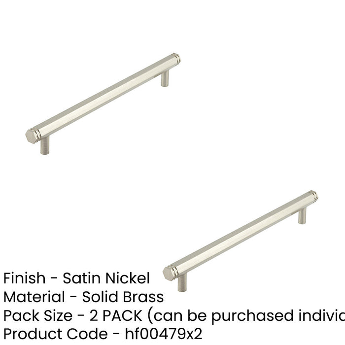 PACK Satin Nickel Cabinet Handle 224mm Centers Modern Interiors Kitchen Drawer Pull Handle (1)-1