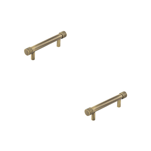PACK Elegant Antique Brass Cabinet Handle with 96mm Centers Kitchen Drawer Pull Handle (2)